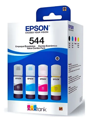 Kit 4 Tinta 544 Original Impressora L3250 L3210 L5190 L3110 Preto, Ciano, Amarelo, Magenta