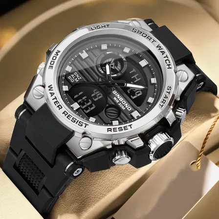 Relogio Digital Masculino Esportivo Original A Prova D'água Prateado