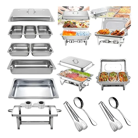 33l Rechaud Retangular De Aço Inoxidável Buffet Inox 1+2+3 0v