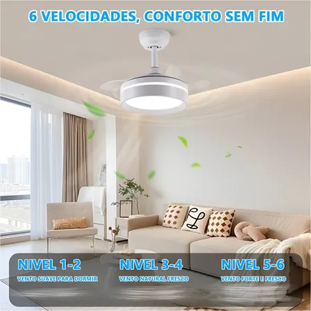 Ventilador De Teto Led Controle Remoto Silencioso Bivolt