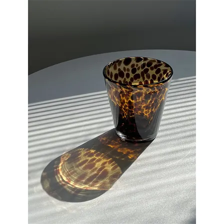 Copo De Vidro Com Estampa De Leopardo Retrô Tartaruga Marrom