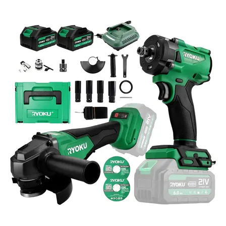 Chave De Impacto+ Esmerilhadeira Lixadeira Kit Brushless 21v Verde 127/220v