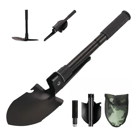 Mini Pá Dobrável P/ Camping Multifuncional 5 Em 1 C/extensor