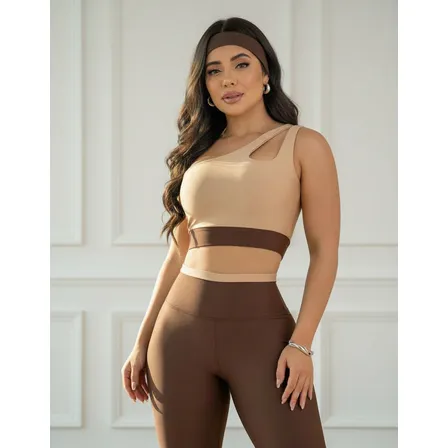 Conjunto Feminino Fitness Calça Legging Cós Alto E Top Gota