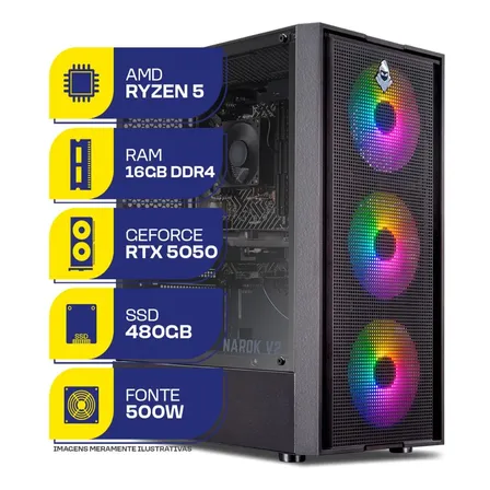 Pc Gamer Mcl, Ryzen 5 5500, Rtx 5050, 16gb Ddr4, Ssd 480gb 480 Gb 16 Gb Rtx 5050 8gb