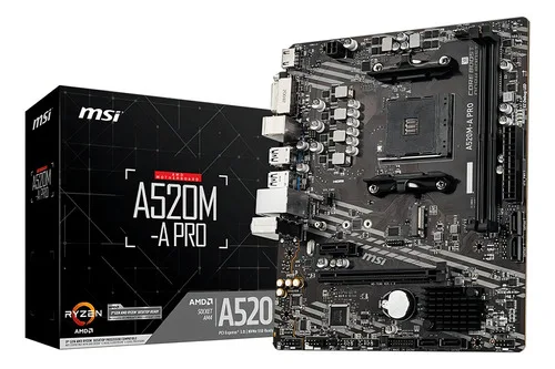 Placa-mãe Msi A520m-a Pro Am4 Matx Ddr4 Hdmi Dvi M.2 Preto Preto