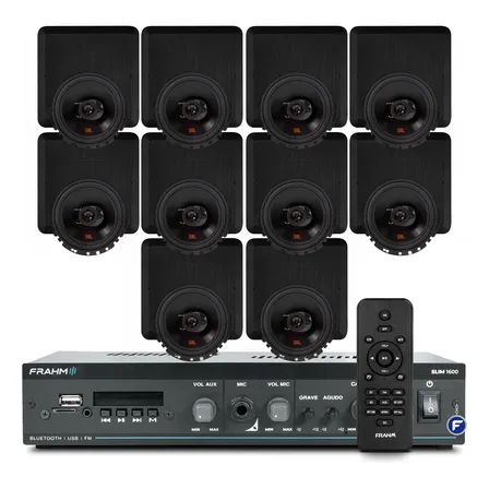 Kit Som Ambiente Area Gourmet Bluetooth + 10 Arandelas Jbl