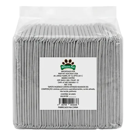 Tapete Higiênico Premium Carvão Ativado 60x60cm C/30 Un