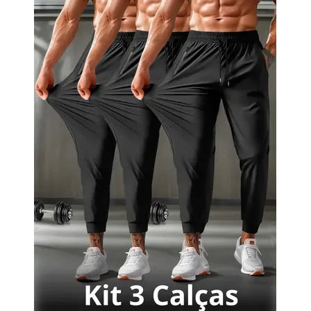 Kit Calça Masculina Com Elastano Esportiva Fitness Dry Fit