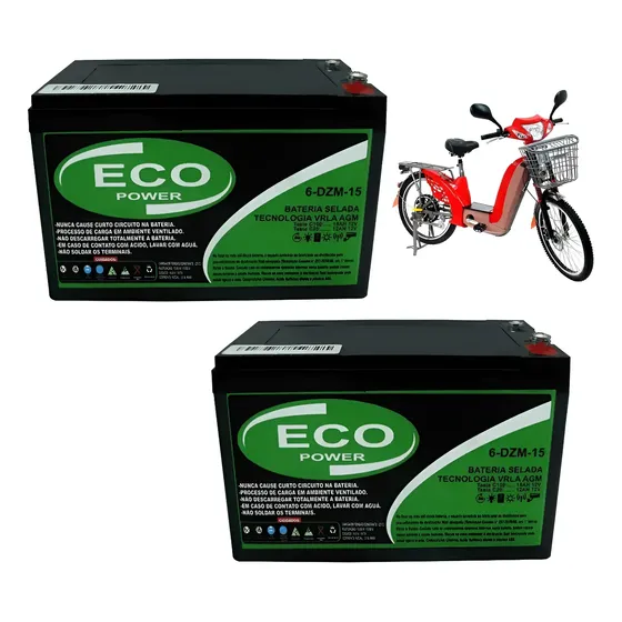 Kit 2 Bateria Bicicleta Elétrica Eco 12v15ah Ciclo Profundo