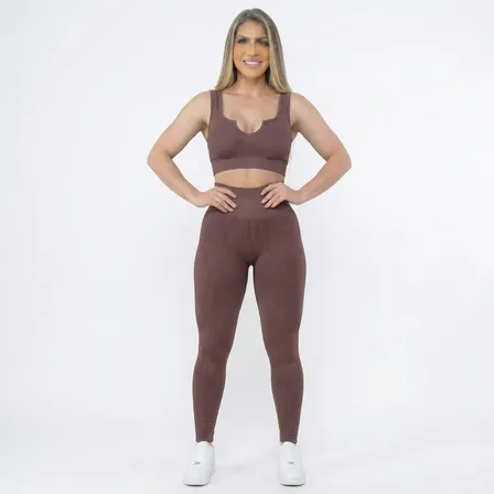 Conjunto Roupa Academia Feminino Legging Zero Transparência