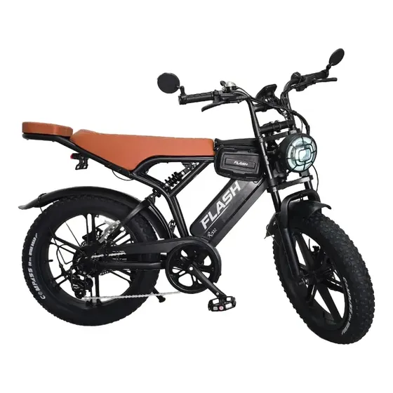 Bicicleta Elétrica Flash R02 1000w 32km/h Com Garupa Marrom