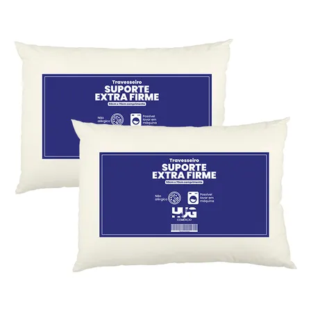 Kit 02 Travesseiro Hug Antialérgico Extra Firme 50cm 70cm
