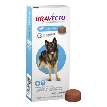 Bravecto 20 40 Kg Carrapato Antipulgas Remedio Comprimido