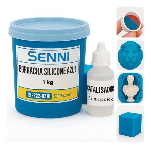 Borracha Silicone Azul Para Molde C/ Catalisador 1,030 Kg
