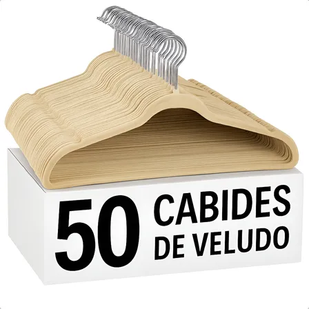 Kit 50 Cabides Veludo De Roupa Antideslizante Slim Adulto