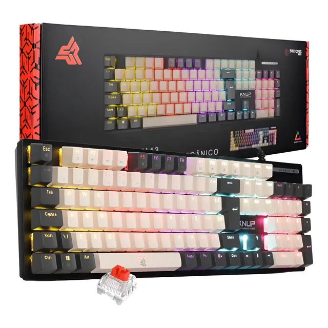 Teclado Mecânico Gamer Switch Jixian Red Led Rgb Pc Jogos Preto Português Brasil