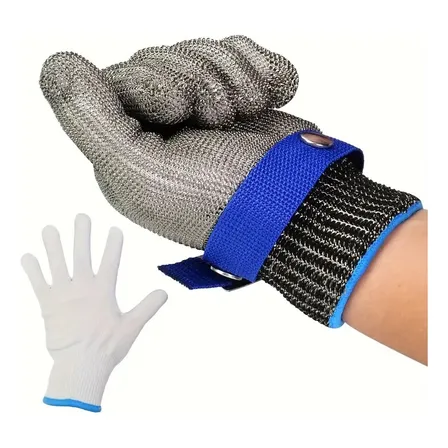 Luva De Açougueiro Fios De Aço Inox Alta Proteção Anti Corte