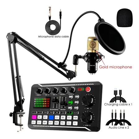 Kit Interface Mesa V8+ Microfone Bm800 Com Braço Articulado Preto