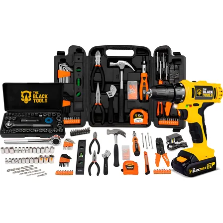 Kit De Ferramentas 169 Peças + Parafusadeira Furadeira 12v