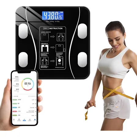 Usb Balança Digital Corporal Bioimpedância, Aplicativo Fitne Preto 3v