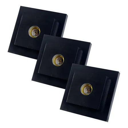 Kit C/3 Plafonier Plafon Decorativo Quadrado 1 Lâmpada Preto