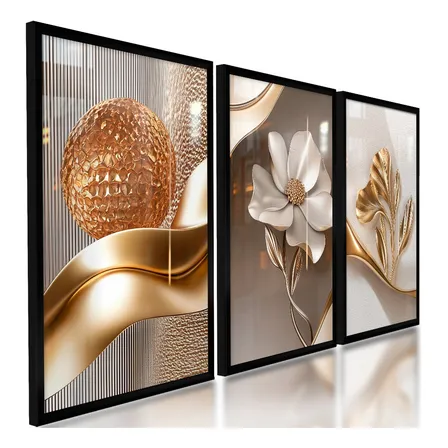 Quadros Decorativos Abstratos Floral Moderno Flores 122x60