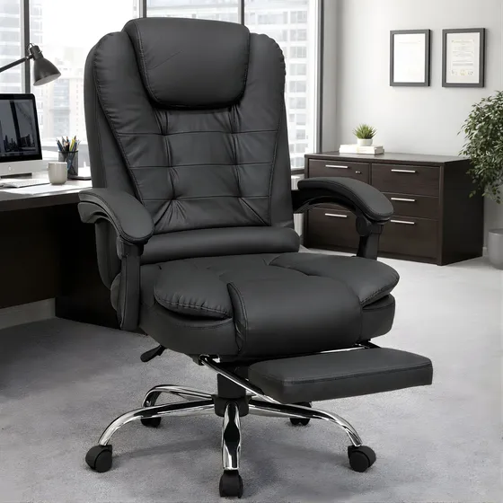 Cadeira Escritório Presidente Massageador Couro Ergolux
