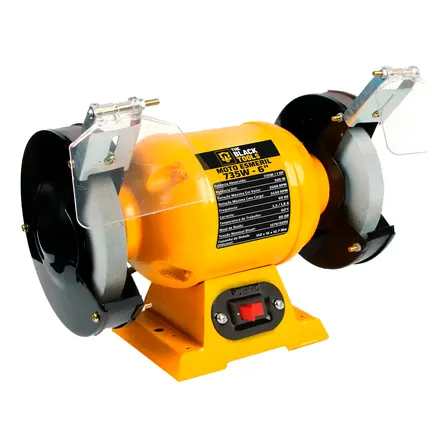 Moto Esmeril De Bancada 6 Polegadas 735w Bivolt 2 Rebolos Amarelo 127/220v