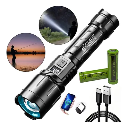 Lanterna Tatica Led Alto Luz Potente Alcance 2km Preto Branco