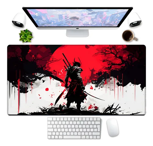 Mouse Pad Samurai 90x40cm Chinês Vermelho Premium Grande Samurai Vermelho 90x40 | 4742 Samurai Vermelho
