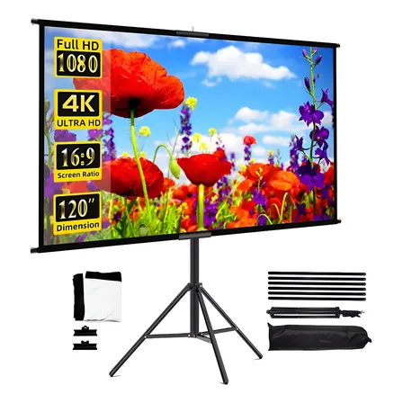 Tela De Projeção Com Suporte Dobrável De 120 Polegadas