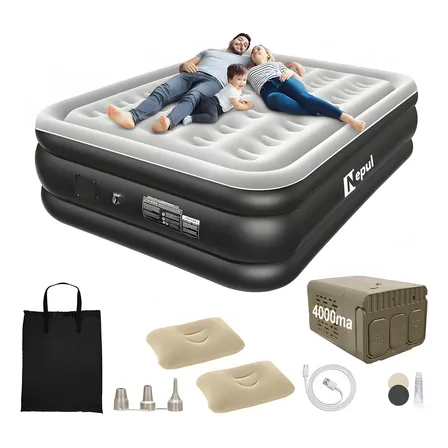 Colchão Inflável Queen Duplo Com 2 Travesseiro Inflável Preto