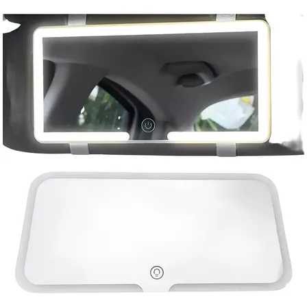 Espelho De Led Para Carro 3 Tons Usb Quebra Sol Maquiagem