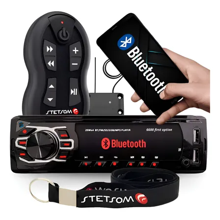 Aparelho Som Bluetooth Rádio Mp3 + Controle Longa Distância