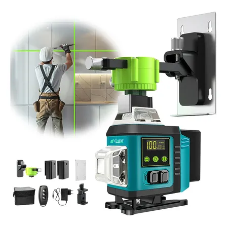 Nível Laser Verde 16 Linhas Autonivelante Tela Lcd 2 Bateria