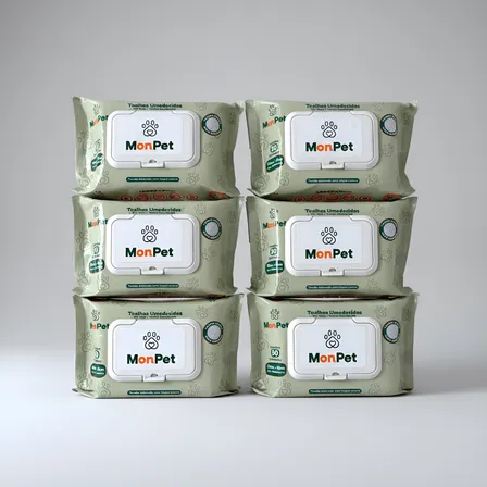 Toalha Lenço Umedecido Para Caes E Gatos Pet 6 Pacotes C/ 50