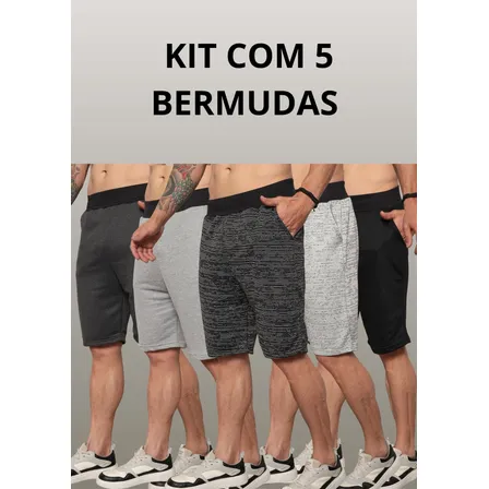Kit 5 Bermudas Moletom Masculina Sortidas Academia Full Lote