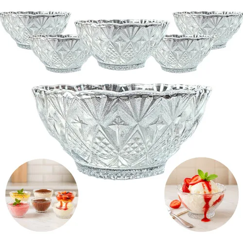 Jogo 6 Taças De Vidro Sobremesa Doces Sorvete Toffee 150ml