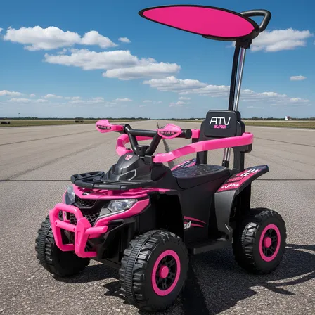 Quadriciclo Passeio Elétrico Infantil Haste Direcionável 6v Rosa