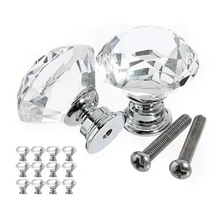 Kit 12 Puxador Cristal Para Armario Graveta Moveis 30mm Transparente