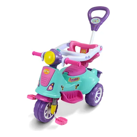 Triciclo Infantil De Passeio C Pedal 25 Kg Avespa Pink Maral