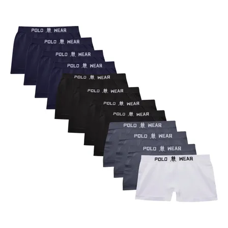 Kit 12 Cuecas Infantil Boxer Microfibra sortido Polo Wear