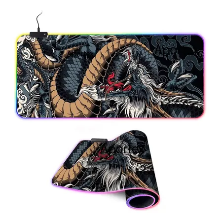 Mouse Pad Extra Grande Gamer Dragao Led Rgb 80x30cm