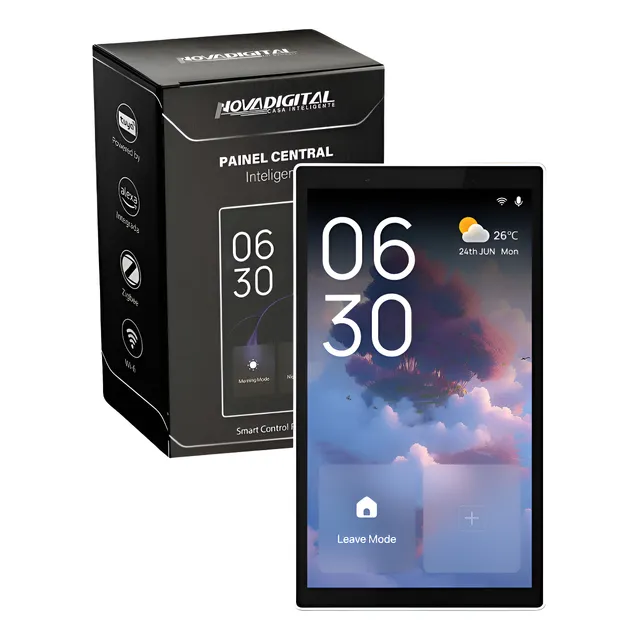 Painel Central Inteligente 4x2 Nova Digital Tuya Zigbee Wifi 5 A 110220v Preto