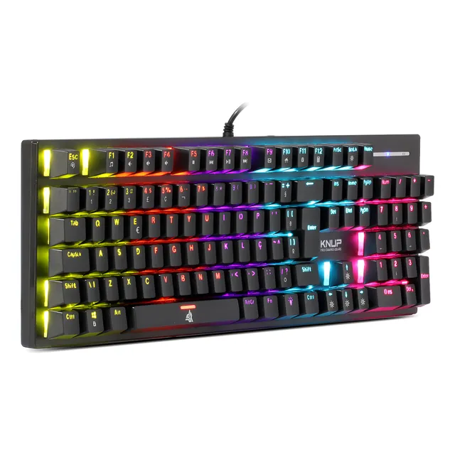 Teclado Mecânico Gamer Switch Blue Anti Ghosting Rainbow Usb Preto Português Brasil