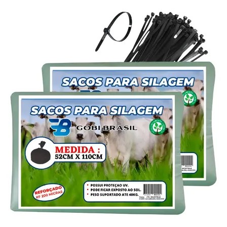 Sacos Para Silagem Branco 52x110 - 200 Micra Com Abraçadeira