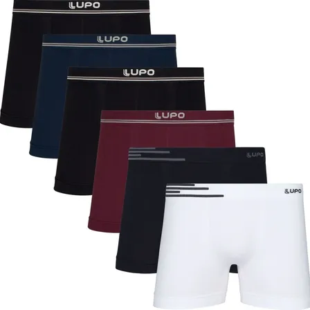 Kit 6 Cuecas Box Sem Costura Boxer Lupo Microfibra Original
