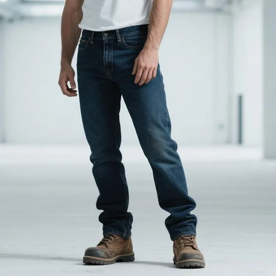 Calça Jeans Serviço Masculina Tradicional Reta 100% Algodâo