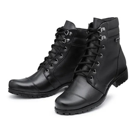 Coturno Couro Botinha Bota Militar Motoqueiro Feminina